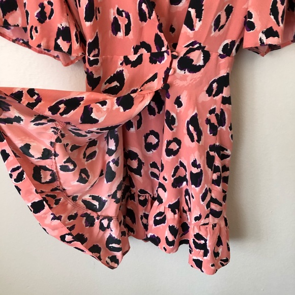 Topshop Blair Leopard Print Wrap Ruffle Mini Dress - Picture 7 of 10